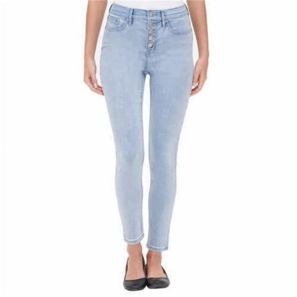 Calvin Klein Women's High Rise Exposed Button Jeans (Glacier, 10) - Picture 1 of 5
